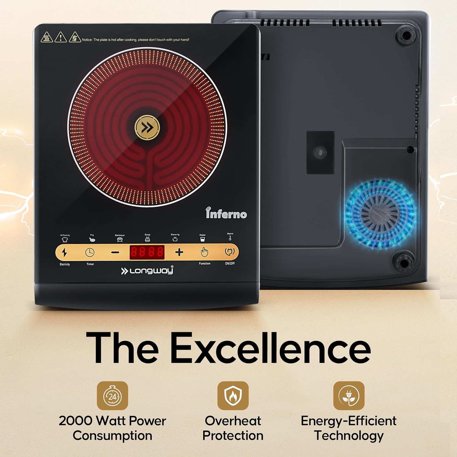 Longway Inferno ICT 2000 W Infra-Red Induction Cooktop